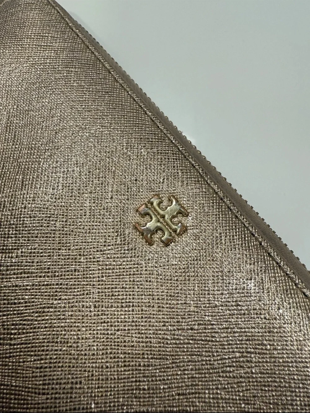 Tory Burch Leather Wristlet Wallet, Gold Metallic